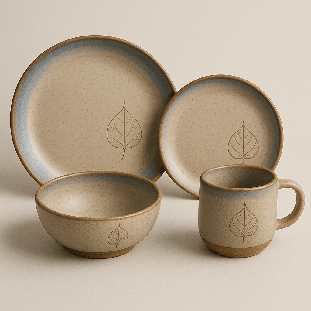 Earthy Leaf Stoneware Set